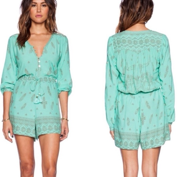 Spell Skull Tribe Playsuit *RARE* As Seen On Vanessa Hudgens Size Medium Teal - Picture 1 of 10